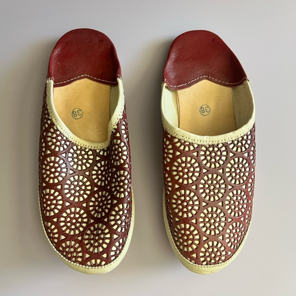 Red and Cream Slip-On Shoes